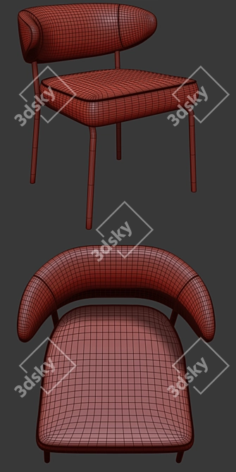Modern Low Dining Chair with Minotti Mills Design 3D model image 3