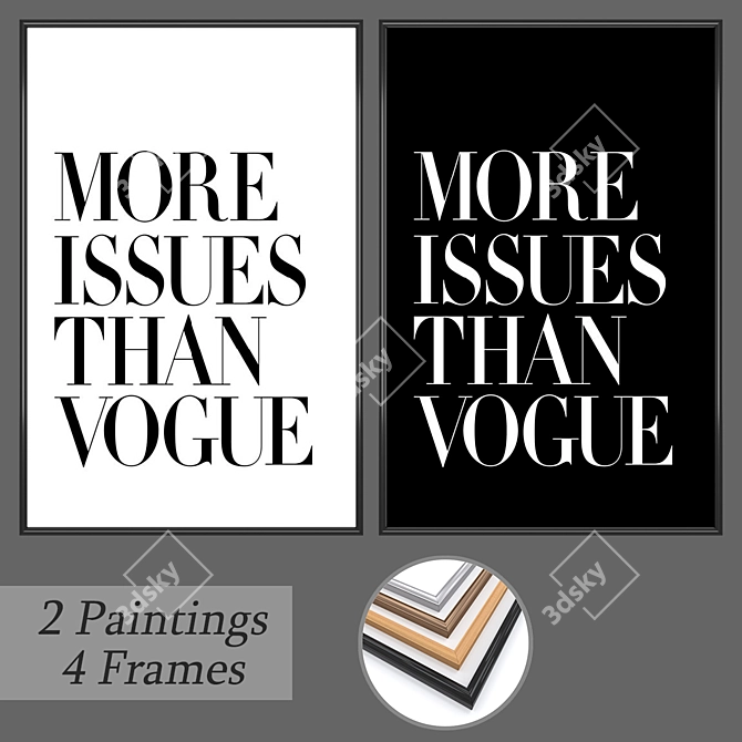 Artful Frame Set with Paintings 3D model image 1