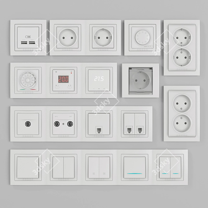 Title: Unica: Modern and Versatile Electrical Sockets 3D model image 1