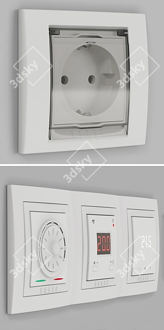 Title: Unica: Modern and Versatile Electrical Sockets 3D model image 2