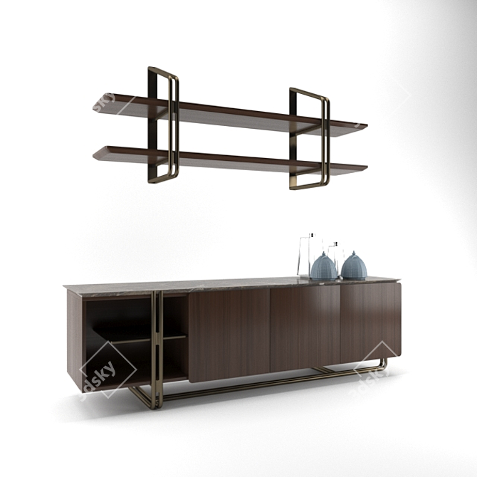 Sleek Wood Sideboard: Esedra APOTEMA 3D model image 1