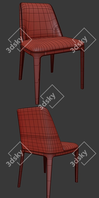 Poliform Grace Armless Chair: Elegant Seating Solution 3D model image 3