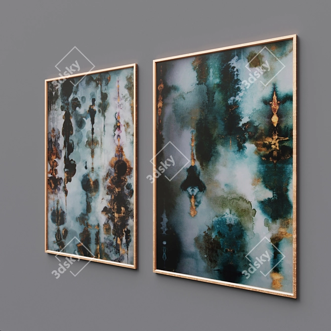 Golden Aqueous Wall Art 3D model image 2