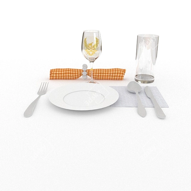 Elegant Dining Tableware Set 3D model image 1