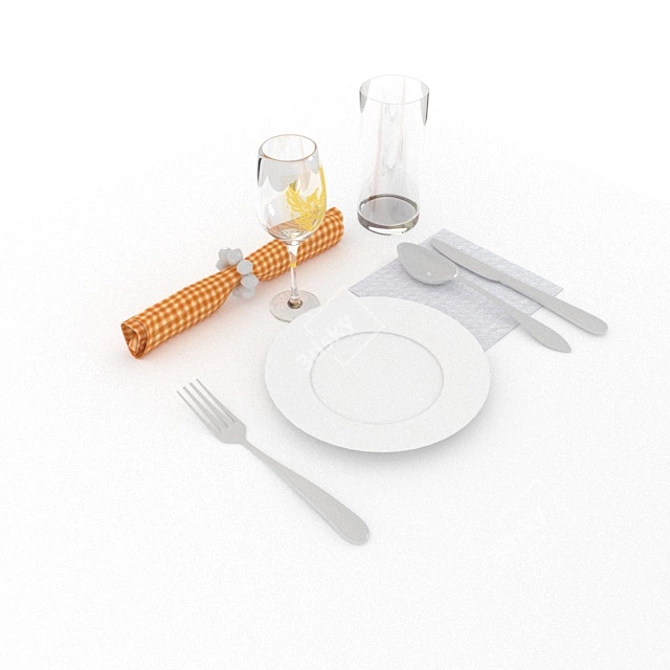 Elegant Dining Tableware Set 3D model image 2