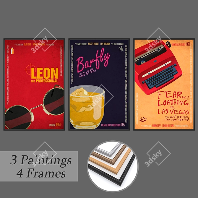 Abstract Canvas Art Set 3D model image 1