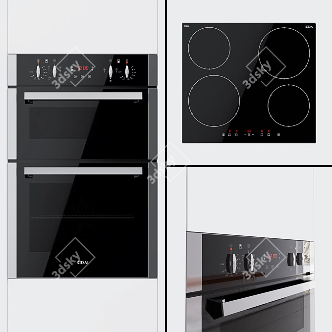 CDA DC940SS Double Oven & HN6111FR Hob: The Ultimate Cooking Duo 3D model image 1