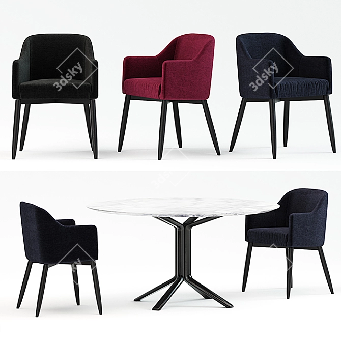 Meridiani Lola Chair + Miller Tables: Versatile Elegance for Your Space 3D model image 1