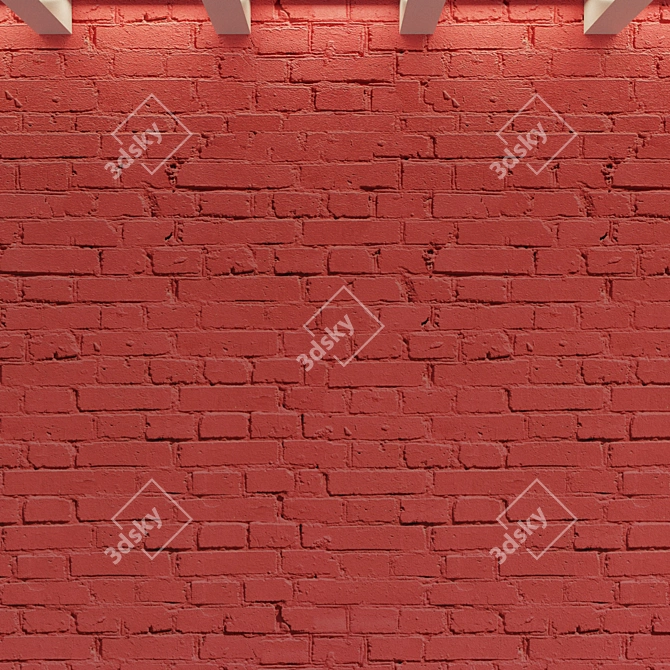 Vintage Brick Wall Texture - High-Resolution Painted Bricks 3D model image 2