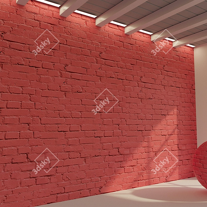 Vintage Brick Wall Texture - High-Resolution Painted Bricks 3D model image 3