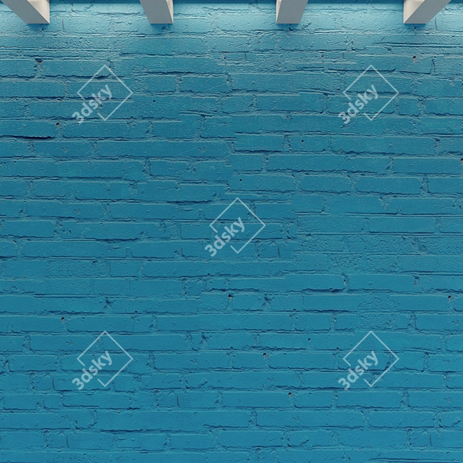 Vintage Painted Brick Wall 3D model image 2