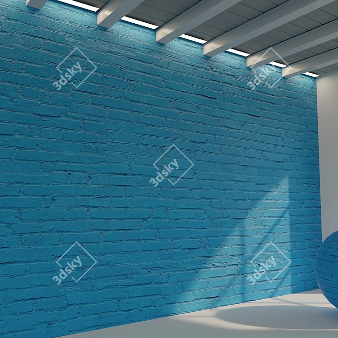 Vintage Painted Brick Wall 3D model image 3