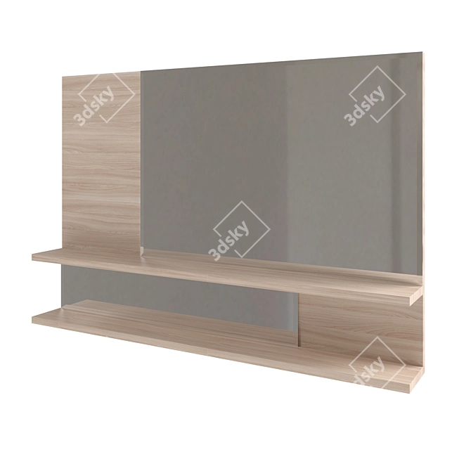 Modern Mirror with Shelf and Artistic Design 3D model image 1