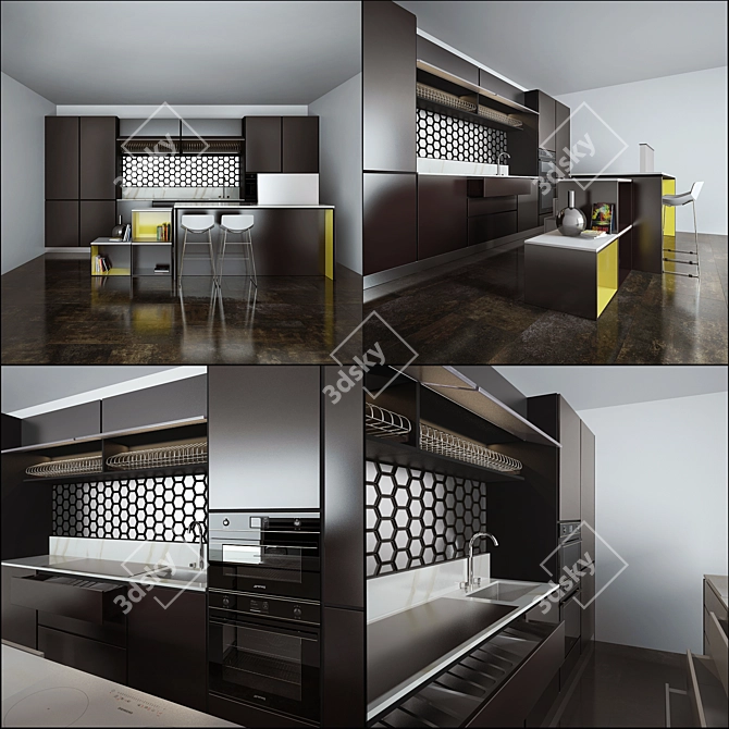 Modern Kitchen Furniture Set 3D model image 3