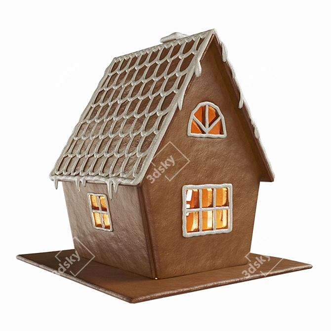 PBR Metallic Gingerbread House 3D model image 2