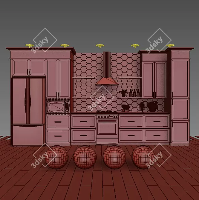 Eclectic Ethnic Kitchen Design 3D model image 3