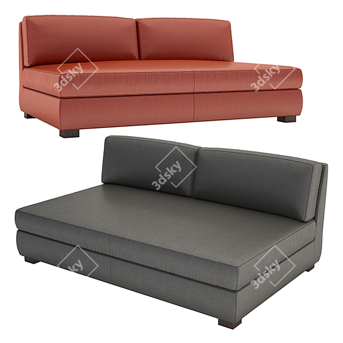 Modern Leather Armless Sofa 3D model image 1