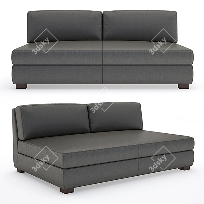 Modern Leather Armless Sofa 3D model image 2