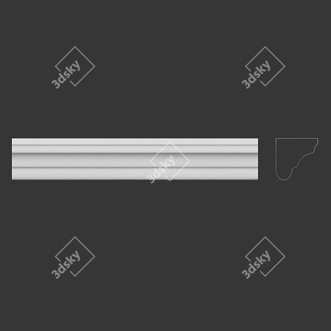 Elegant Gypsum Cornice - 25x25 mm 3D model image 1