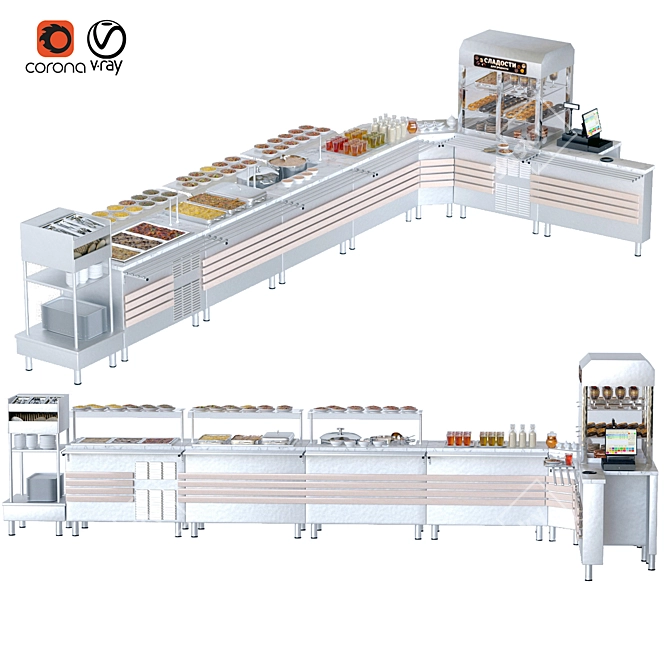 Self-Service Food & Beverage Stand 3D model image 1