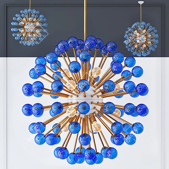 Blue Murano Sputnik Chandelier | Modern Hollywood Regency 3D model image 1