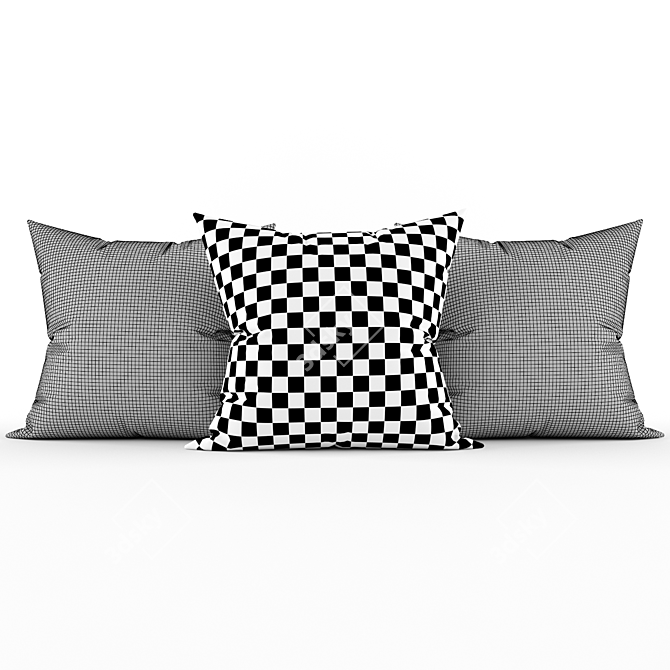 Elegant Embroidered Cushion Covers 3D model image 2
