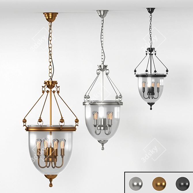 Elegant Eichholtz Lantern Chandelier 3D model image 1