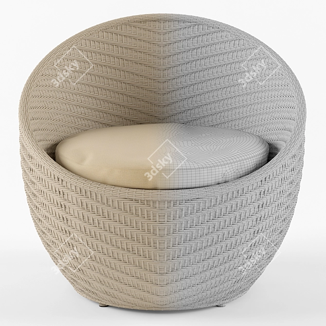 Nautilus Komforta Wicker Chair & Table Bundle 3D model image 3