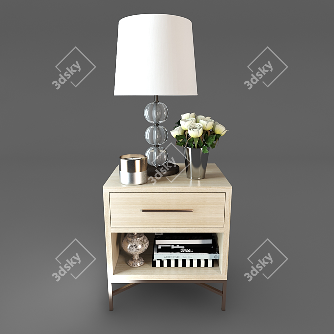 Sleek Modern Nightstand 3D model image 1