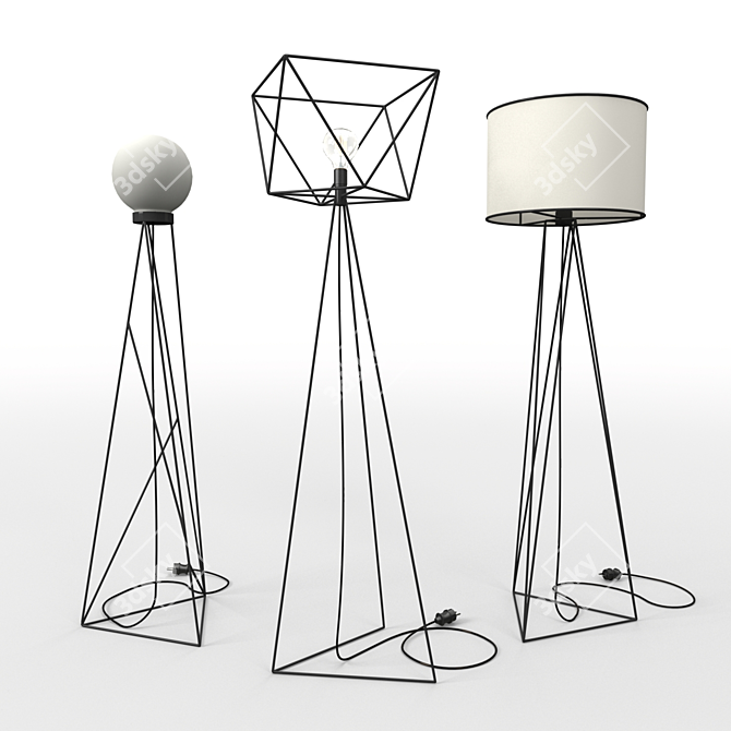 Industrial Steel Floor Lamps 3D model image 1