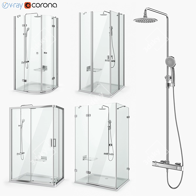 Ravak Set 18: Shower Cabins & Accessories 3D model image 1