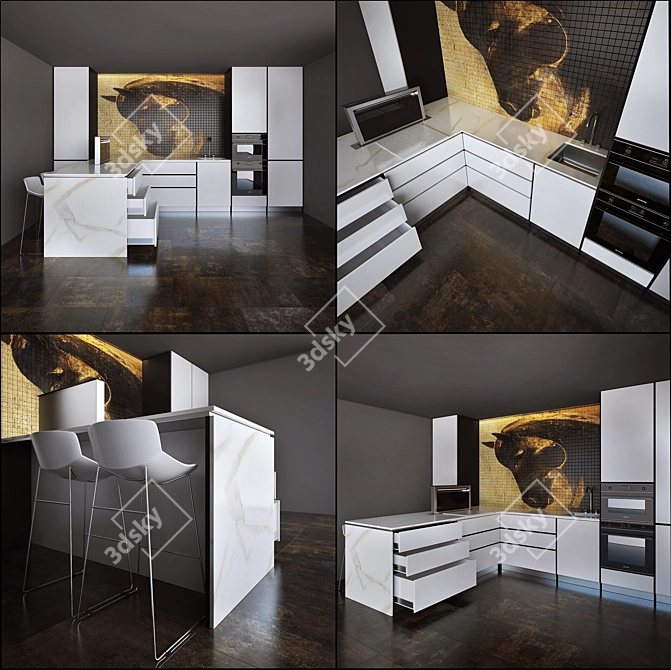 Elegant Kitchen Set - XX 3D model image 2