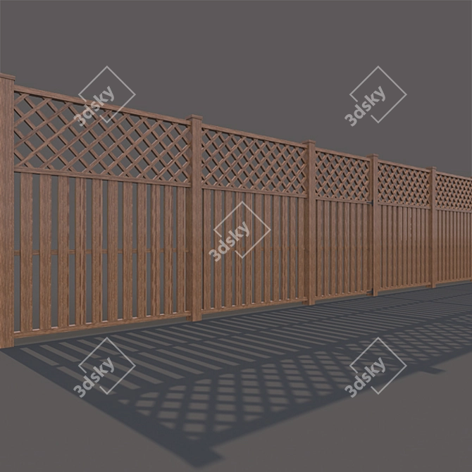 Natural Wood Fence - Sturdy & Stylish 3D model image 1