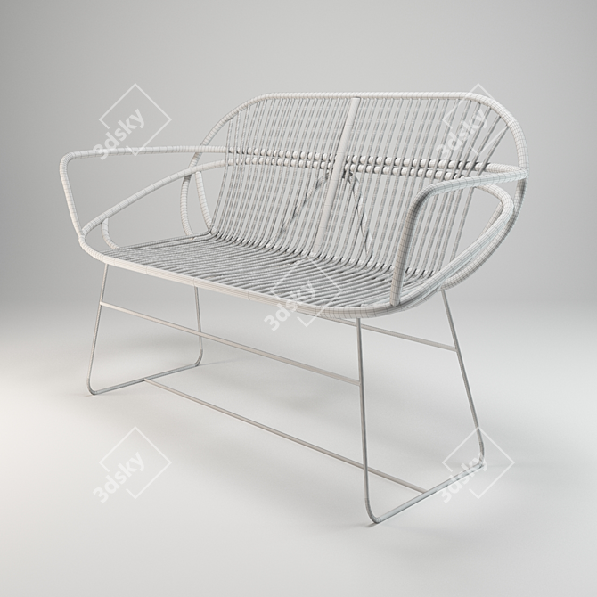 Vintage Rattan Bench by Pols Potten 3D model image 3