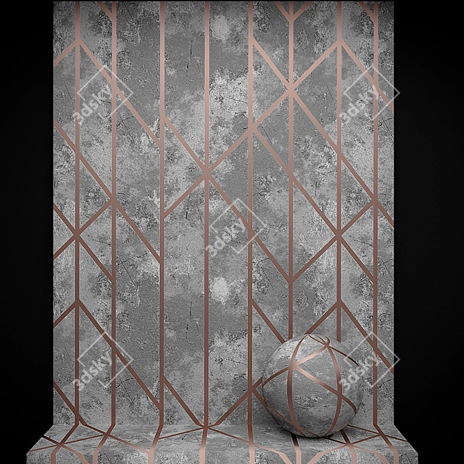 Artistic Concrete Plaster: Metal Accents 3D model image 1