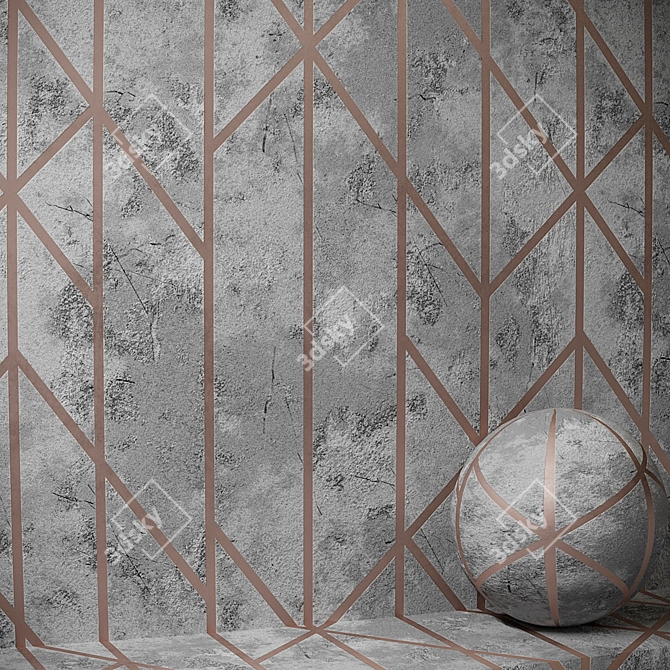 Artistic Concrete Plaster: Metal Accents 3D model image 2