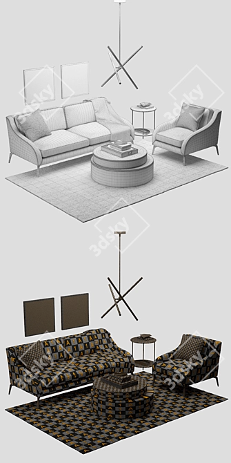 West Elm Alto Sofa Chair Set: Modern Elegance Combo 3D model image 3