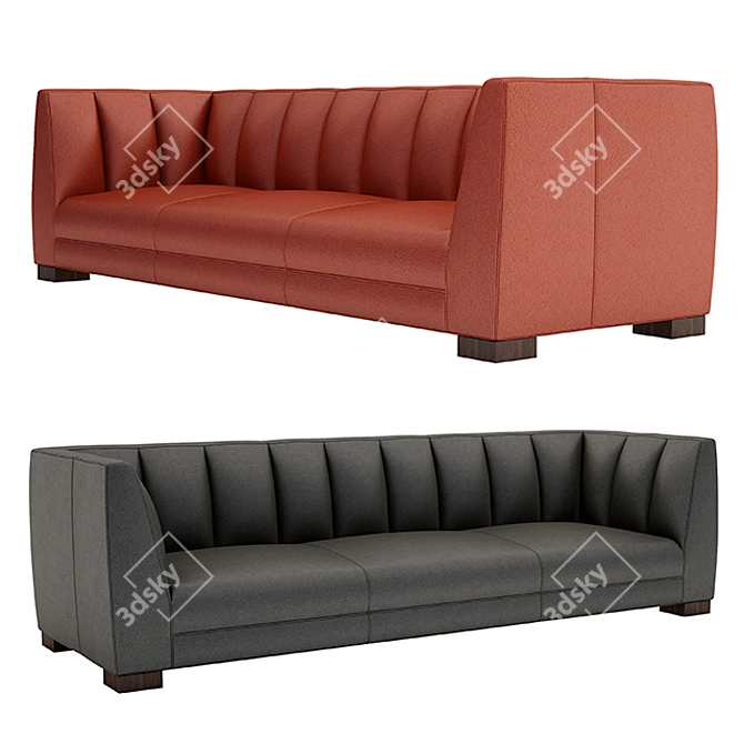 Sleek Paxton Leather Sofa 3D model image 1