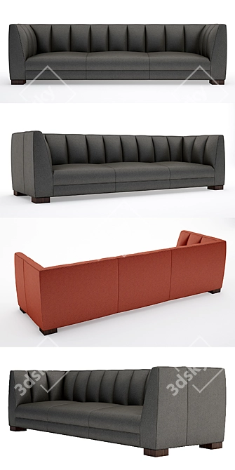 Sleek Paxton Leather Sofa 3D model image 2