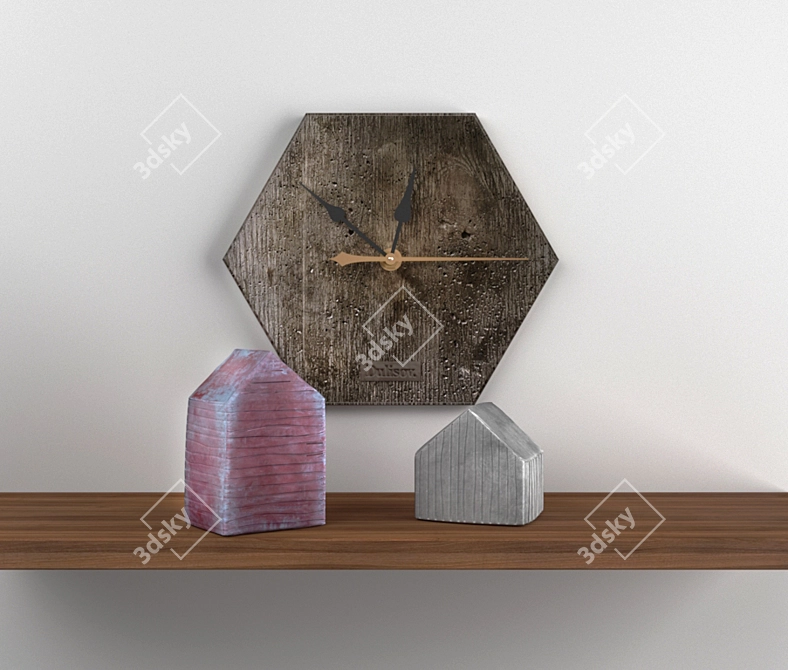 Rustic Barn Clock Set 3D model image 1