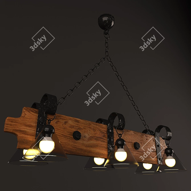 Rustic Glow: Wooden Light 3D model image 1