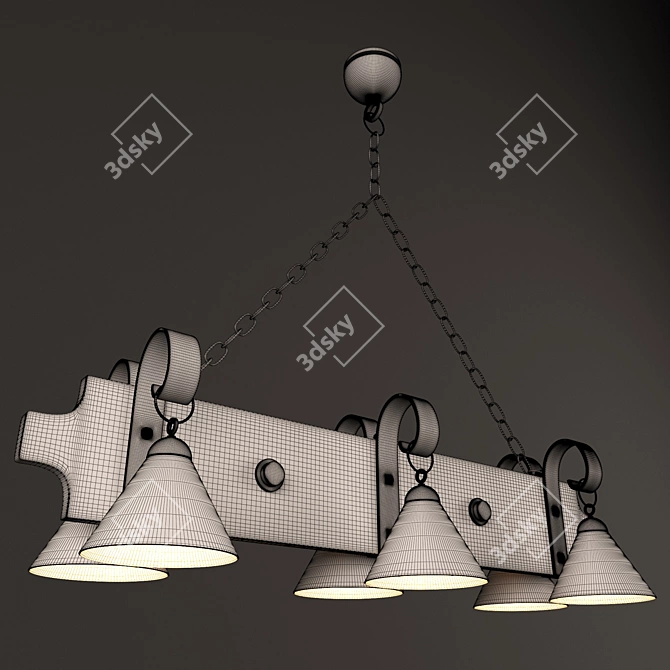 Rustic Glow: Wooden Light 3D model image 2