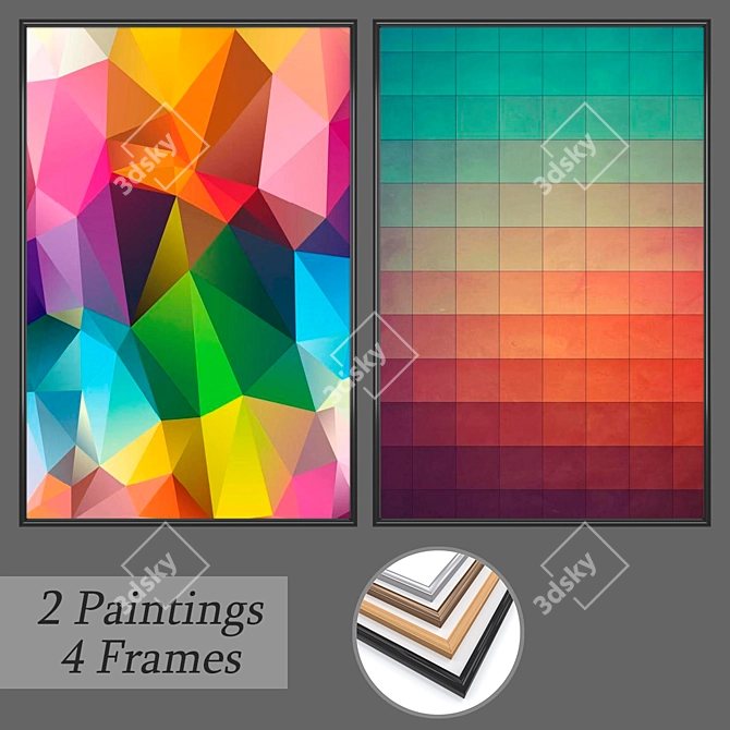 Elegant Set of Wall Paintings 3D model image 1