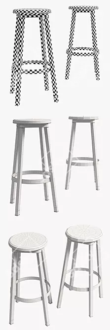 Nevada Solid Wood Bar Stool 3D model image 2