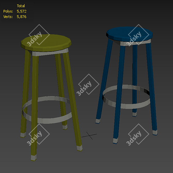 Nevada Solid Wood Bar Stool 3D model image 3