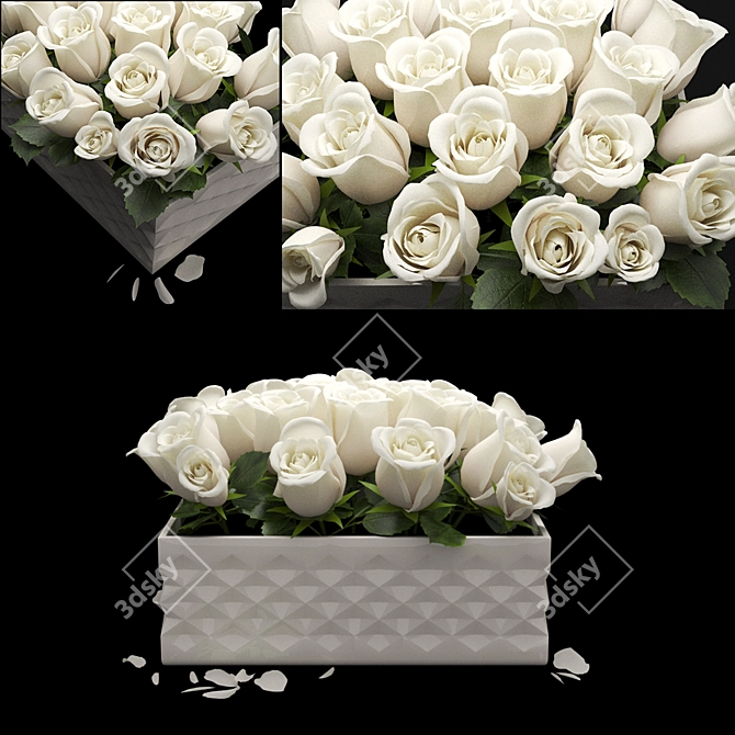 Elegant Bloom: 3D Floral Box 3D model image 1