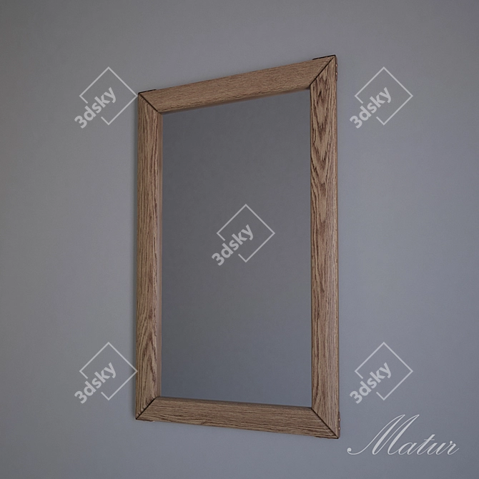 Matur Mirror Mudrec: Wooden Framed Mirror with Copper Accents 3D model image 2