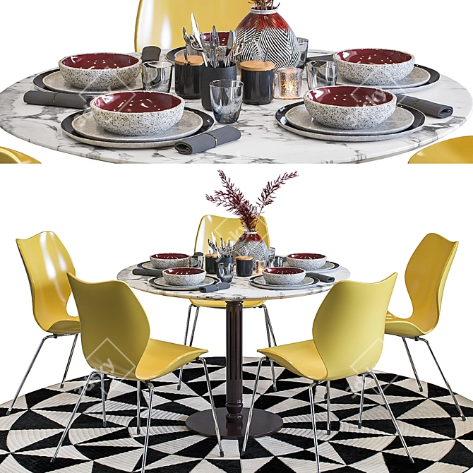 City Chic Dining Set: ForaForm Chair, Decorations & More 3D model image 1
