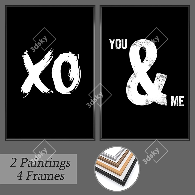 Modern Wall Art Set with Multiple Frame Options 3D model image 1