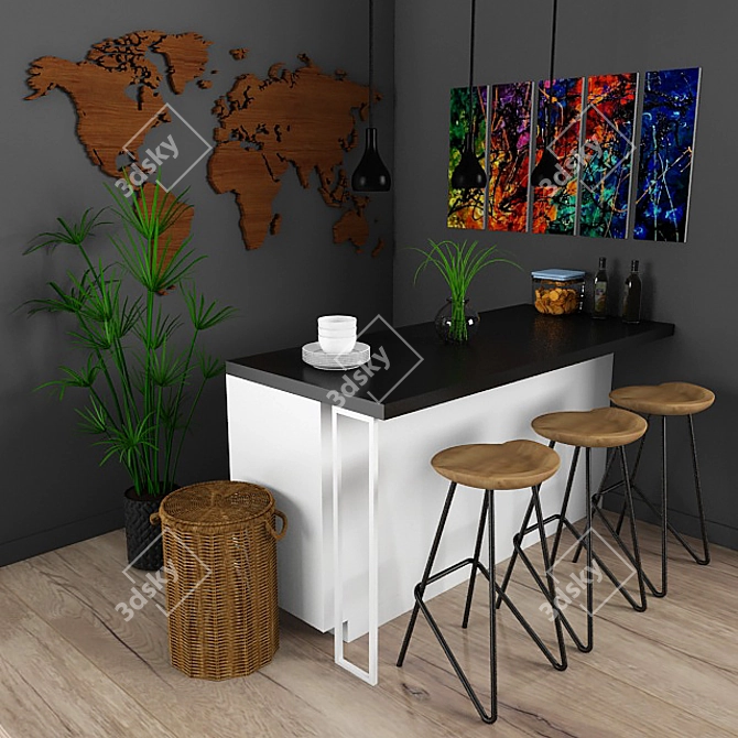 Modern Kitchen Set: Furniture, Decor & Accessories 3D model image 1